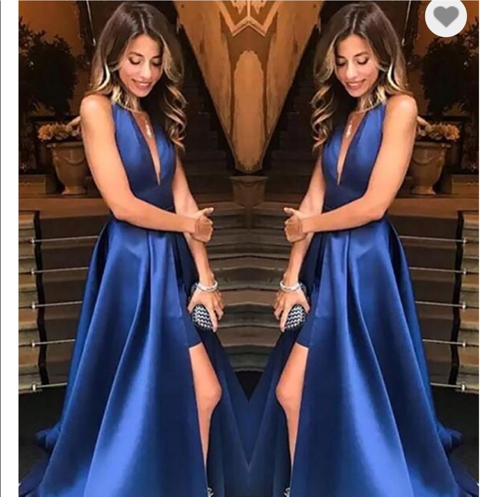 High-Low Backless Satin Prom Dress